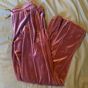 ADIDAS MAROON VELVET TRACK RETRO PANTS